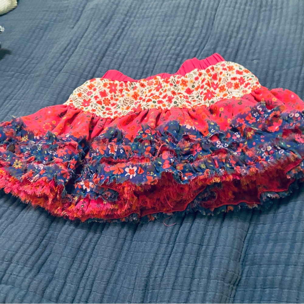 Desigual Reversible Twirl Skirt Pink Blue Ruffles size 5/6